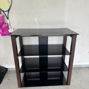 Tv stand 4-Tier Glass and Wood Audio Media Rack